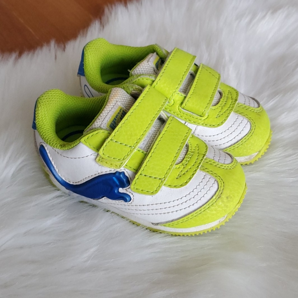 ❤ Puma toddler velcro green blue sneakers sz 4